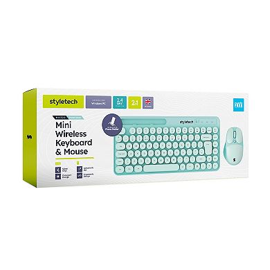 Styletech MK520 Wireless Pastel Keyboard and Mouse Bundle - Mint - US Layout