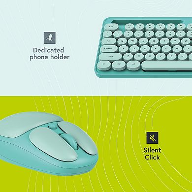 Styletech MK520 Wireless Pastel Keyboard and Mouse Bundle - Mint - US Layout