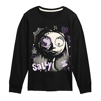 Disney's The Nightmare Before Christmas Sally Boys 8-20 Face Doodles Long Sleeve Graphic Tee