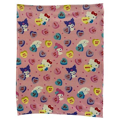 Hello Kitty Cutie Kitty Candy Hearts Sweetheart Fleece Throw Blanket