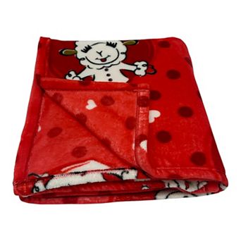 Lamb Chop Hearts Plush Throw Blanket