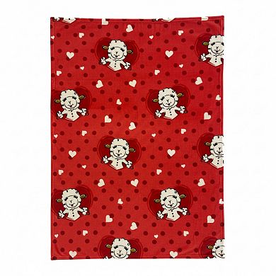 Lamb Chop Hearts Plush Throw Blanket