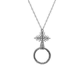 Symbols of Faith Cross Magnifying Glass Pendant Necklace