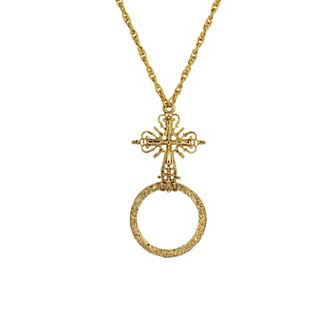Symbols of Faith Cross Magnifying Glass Pendant Necklace