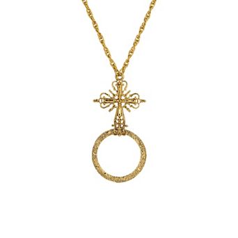 Symbols of Faith Cross Magnifying Glass Pendant Necklace