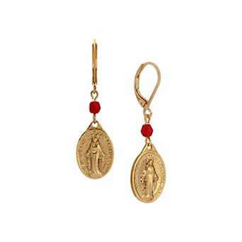 Symbols of Faith Miraculous Medal Leverback Earrings