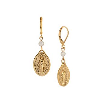 Symbols of Faith Miraculous Medal Leverback Earrings