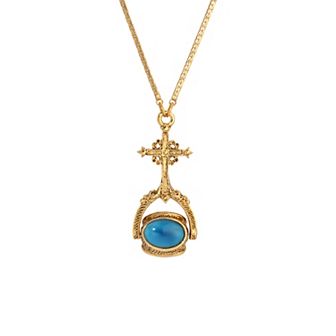 Symbols of Faith Gold Tone Cross Spinner Pendant Necklace