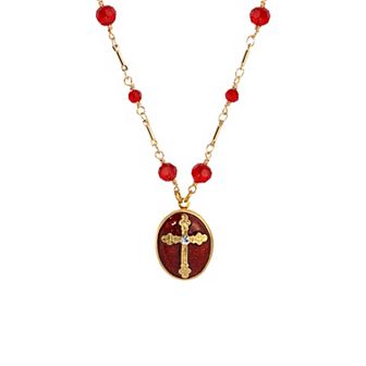 Symbols of Faith Gold Tone Cross Pendant Necklace