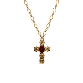 Symbols of Faith Gold Tone Cross Pendant Necklace