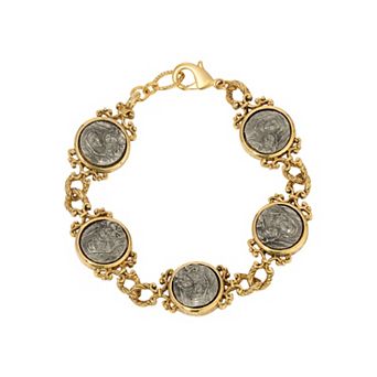 Symbols of Faith Gold Tone Mary & Child Bracelet