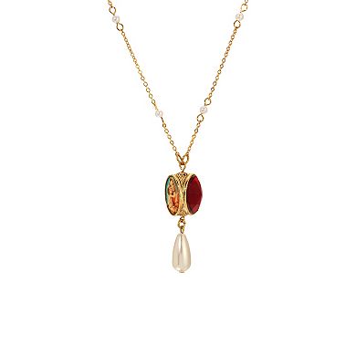 Symbols of Faith Gold Tone Lady of Guadalupe Pendant Necklace