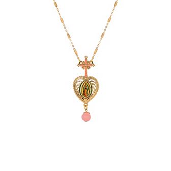 Symbols of Faith Gold Tone Cross & Heart Pendant Necklace
