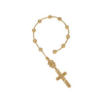 Symbols of Faith Gold Tone Crucifix Hand Rosary