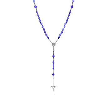 Symbols of Faith Silver Tone Virgin Mary Crucifix Rosary