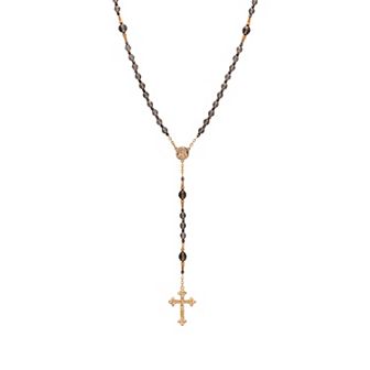 Symbols of Faith Gold Tone Beaded Mary Crucifix Rosary