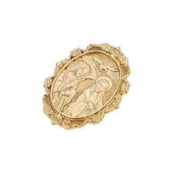 Symbols of Faith Gold Tone Father Son & Holy Spirit Oval Pin