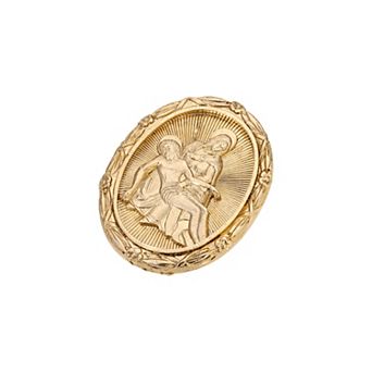 Symbols of Faith Gold Tone Jesus & Mary Oval Pin