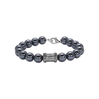 Symbols of Faith Silver Tone Prayer Bead Bracelet