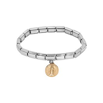 Symbols of Faith Oval Miraculous Medal Charm Bracelet