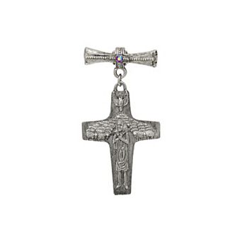 Symbols of Faith Silver Tone The Good Shepherd Cross Pin
