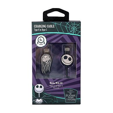 Disney's The Nightmare Before Christmas Jack & Sally 6-ft. Type-C Braided Charging Cable