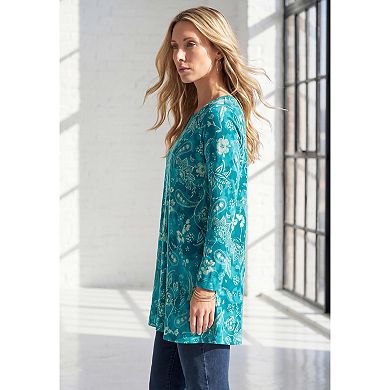 Roaman's Women's Plus Size Ultimate Long Sleeve Crewneck Swing Tunic