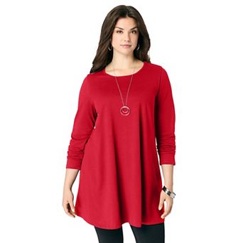 Roaman's Women's Plus Size Ultimate Long Sleeve Crewneck Swing Tunic