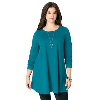 Roaman's Women's Plus Size Ultimate Long Sleeve Crewneck Swing Tunic