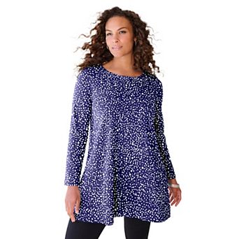 Roaman's Women's Plus Size Ultimate Long Sleeve Crewneck Swing Tunic