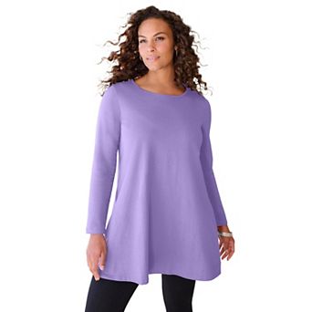 Roaman's Women's Plus Size Ultimate Long Sleeve Crewneck Swing Tunic