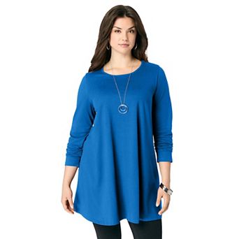 Roaman's Women's Plus Size Ultimate Long Sleeve Crewneck Swing Tunic