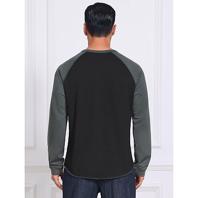 Men's Long Sleeve Tops Color Block Casual Raglan T-Shirt