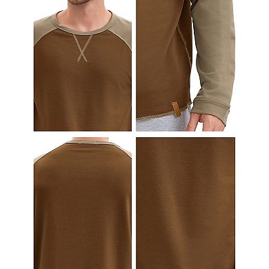 Men's Long Sleeve Tops Color Block Casual Raglan T-Shirt