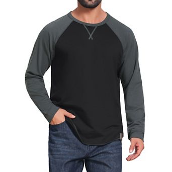 Men's Long Sleeve Tops Color Block Casual Raglan T-Shirt