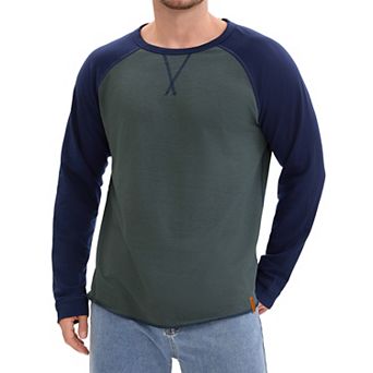 Men's Long Sleeve Tops Color Block Casual Raglan T-Shirt