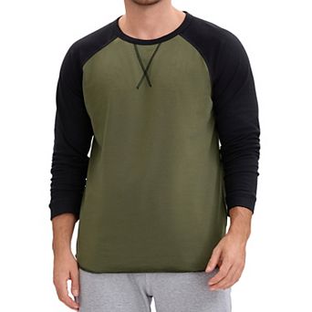 Men's Long Sleeve Tops Color Block Casual Raglan T-Shirt