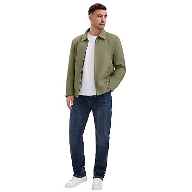 Men's Long Sleeve Full Zip Up Lapel Solid Color Casual Lined Jacket