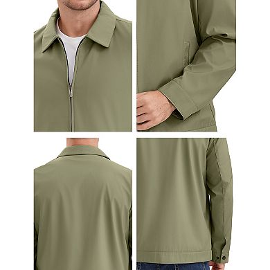 Men's Long Sleeve Full Zip Up Lapel Solid Color Casual Lined Jacket