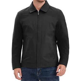 Men's Long Sleeve Full Zip Up Lapel Solid Color Casual Lined Jacket