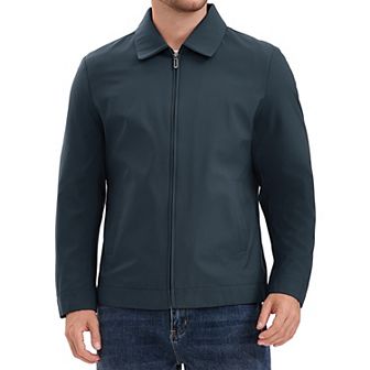 Men's Long Sleeve Full Zip Up Lapel Solid Color Casual Lined Jacket
