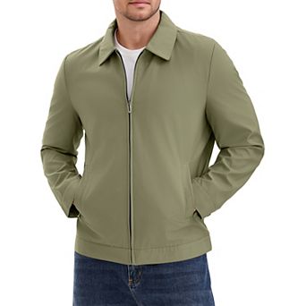 Men's Long Sleeve Full Zip Up Lapel Solid Color Casual Lined Jacket