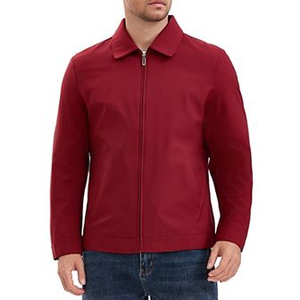 Men's Long Sleeve Full Zip Up Lapel Solid Color Casual Lined Jacket