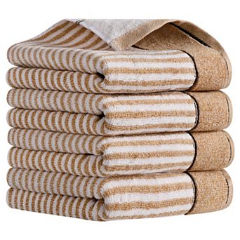 Striped Cotton Bathroom Hand Towels, 13x29 Inch Soft Absorbent Hand Towels 4 Pack