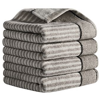 Striped Cotton Bathroom Hand Towels, 13x29 Inch Soft Absorbent Hand Towels 4 Pack