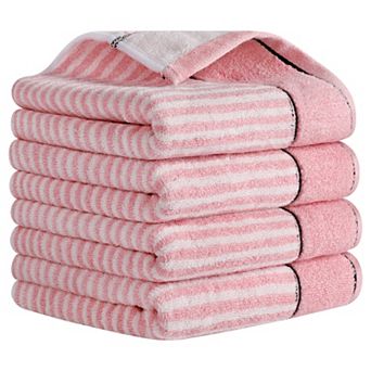 Striped Cotton Bathroom Hand Towels, 13x29 Inch Soft Absorbent Hand Towels 4 Pack
