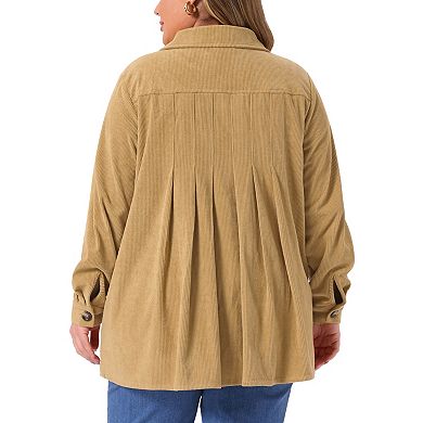 Plus Size Jacket for Women Long Sleeve Button Down Blouses Tops Loose Shacket Jacket
