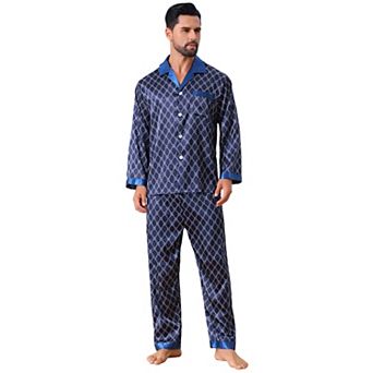 Men's 2 pc Button Down Printing Sleepshirt Casual Pattern Pajamas Set