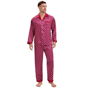 Men's 2 pc Button Down Printing Sleepshirt Casual Pattern Pajamas Set