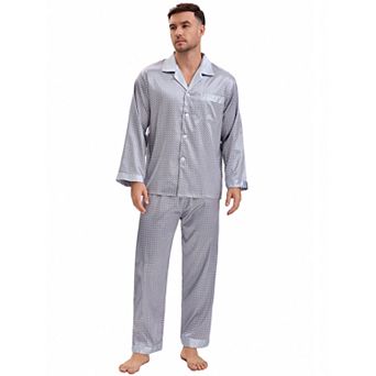 Men's 2 pc Button Down Printing Sleepshirt Casual Pattern Pajamas Set